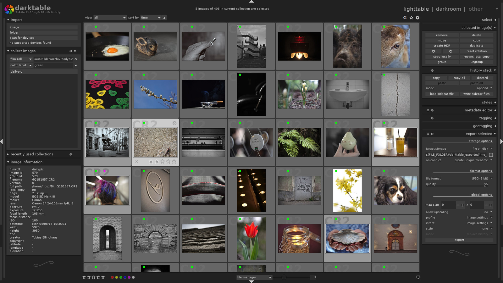 Darktable Arayüz Ekran Görüntüsü
