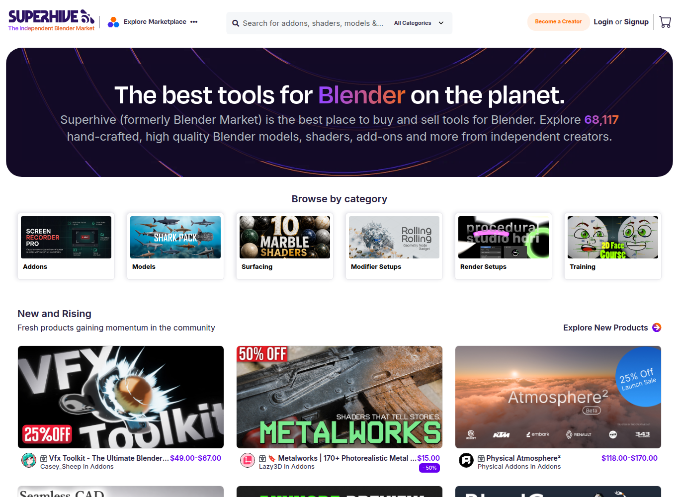 Blender Market official website screenshot