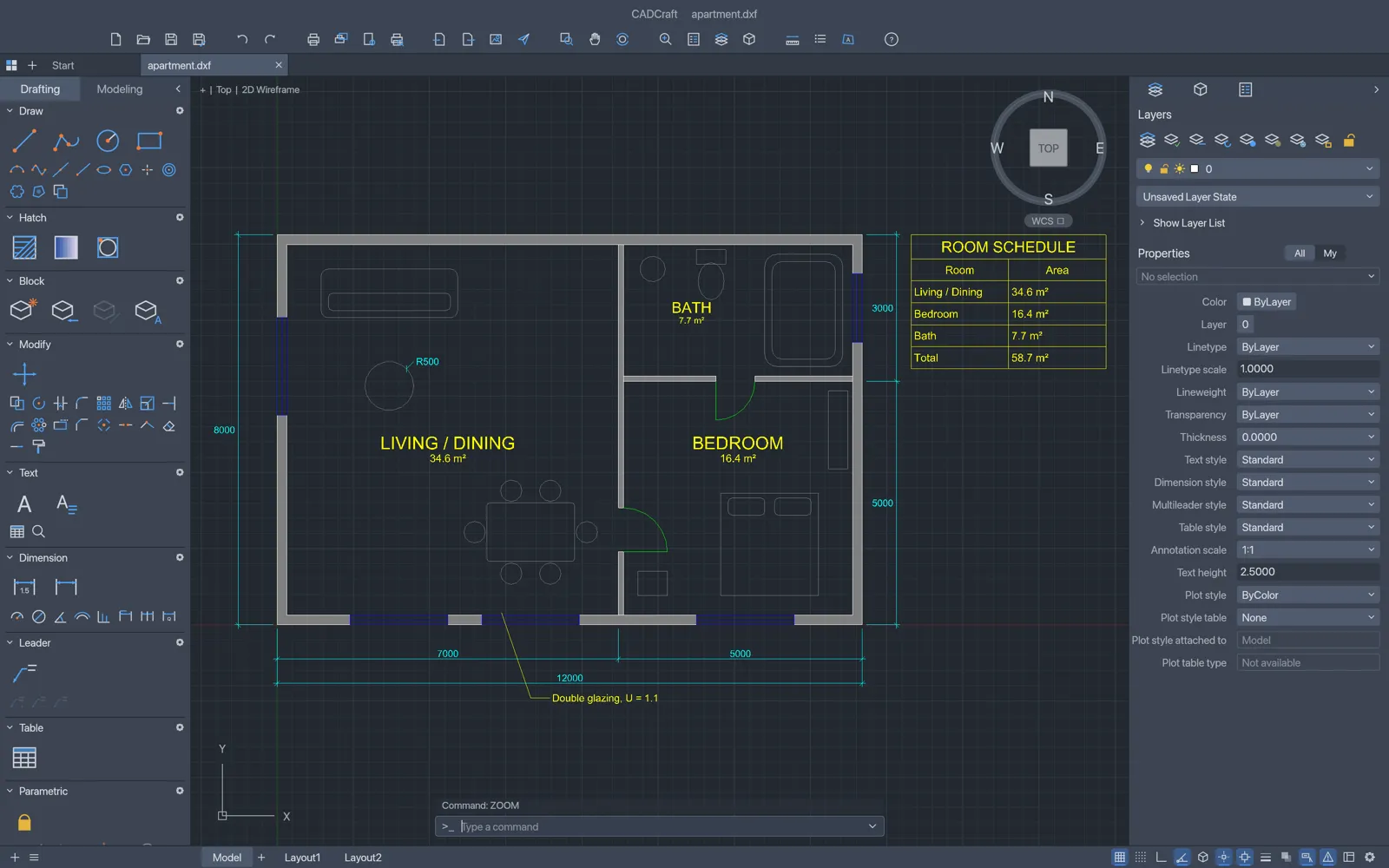 CADCraft AutoCAD Klonu Arayüzü