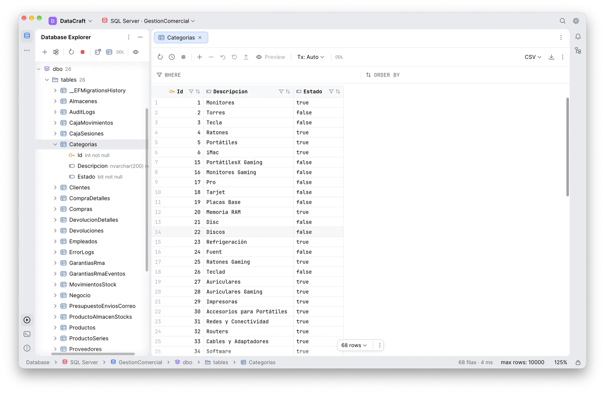 DataCraft DataGrip Klonu Arayüzü