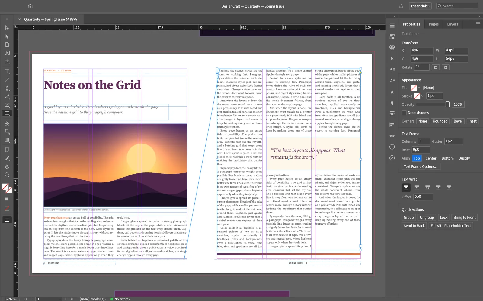 DesignCraft InDesign Klonu Arayüzü