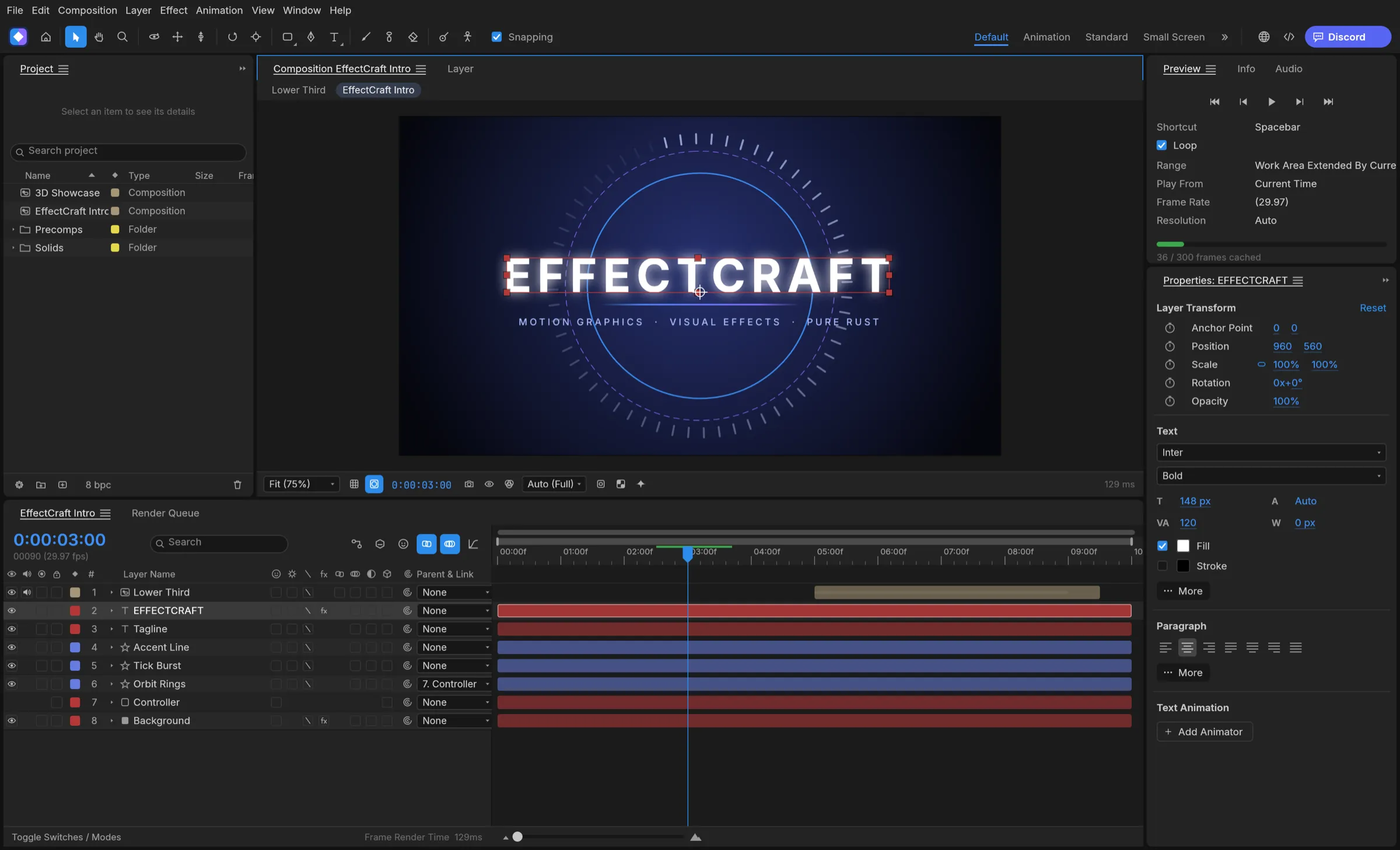 EffectCraft After Effects Klonu Arayüzü