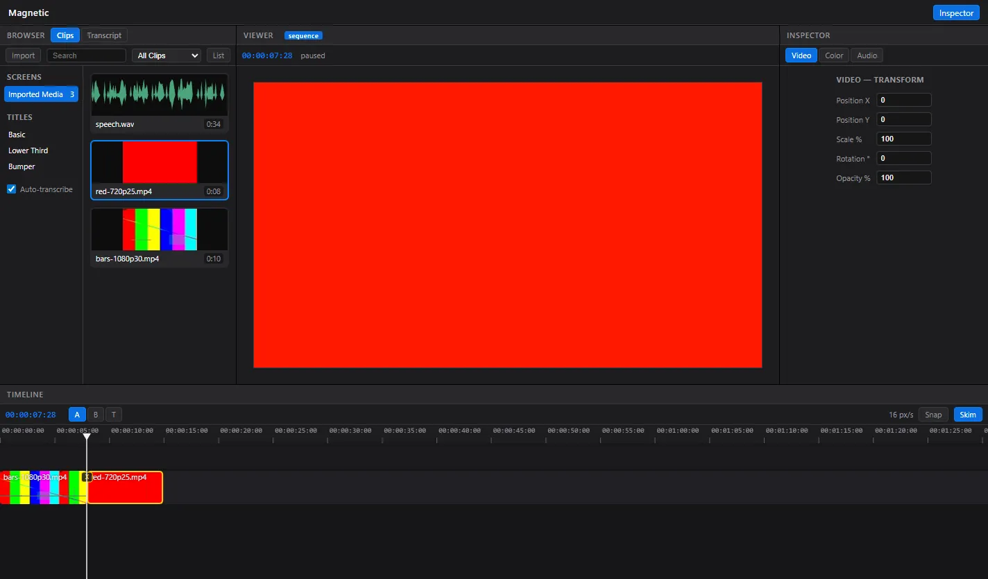 Magnetic Final Cut Pro Klonu Arayüzü