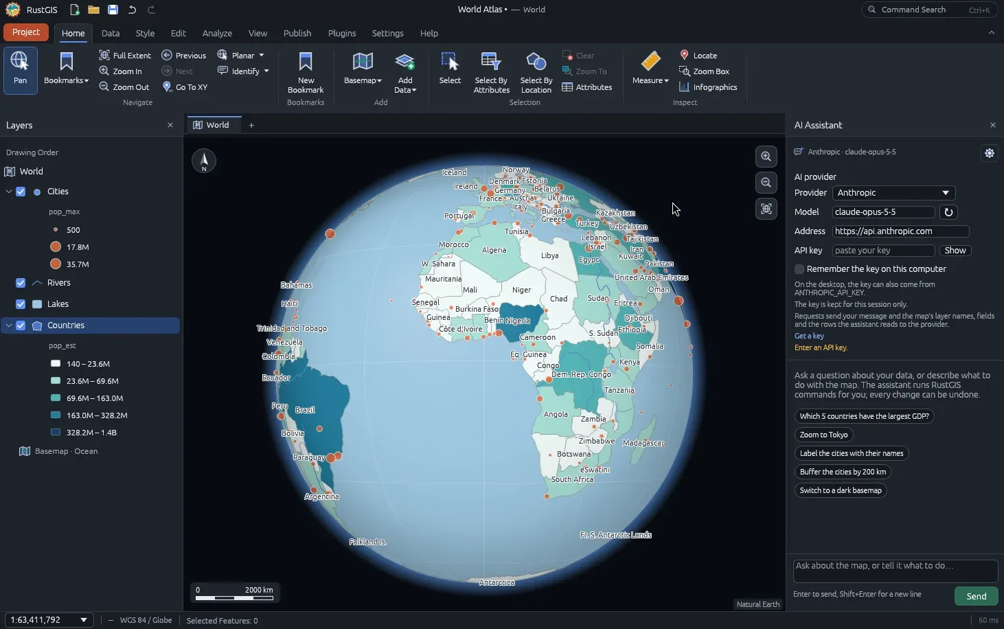 RustGIS ArcGIS Pro Klonu Arayüzü