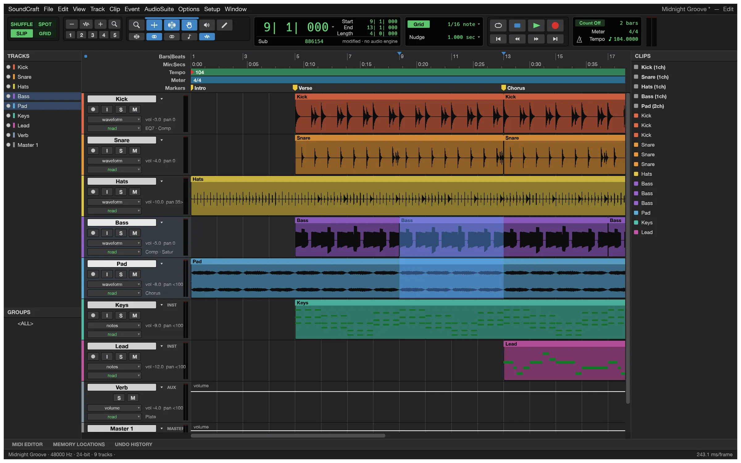 SoundCraft Pro Tools Klonu Arayüzü
