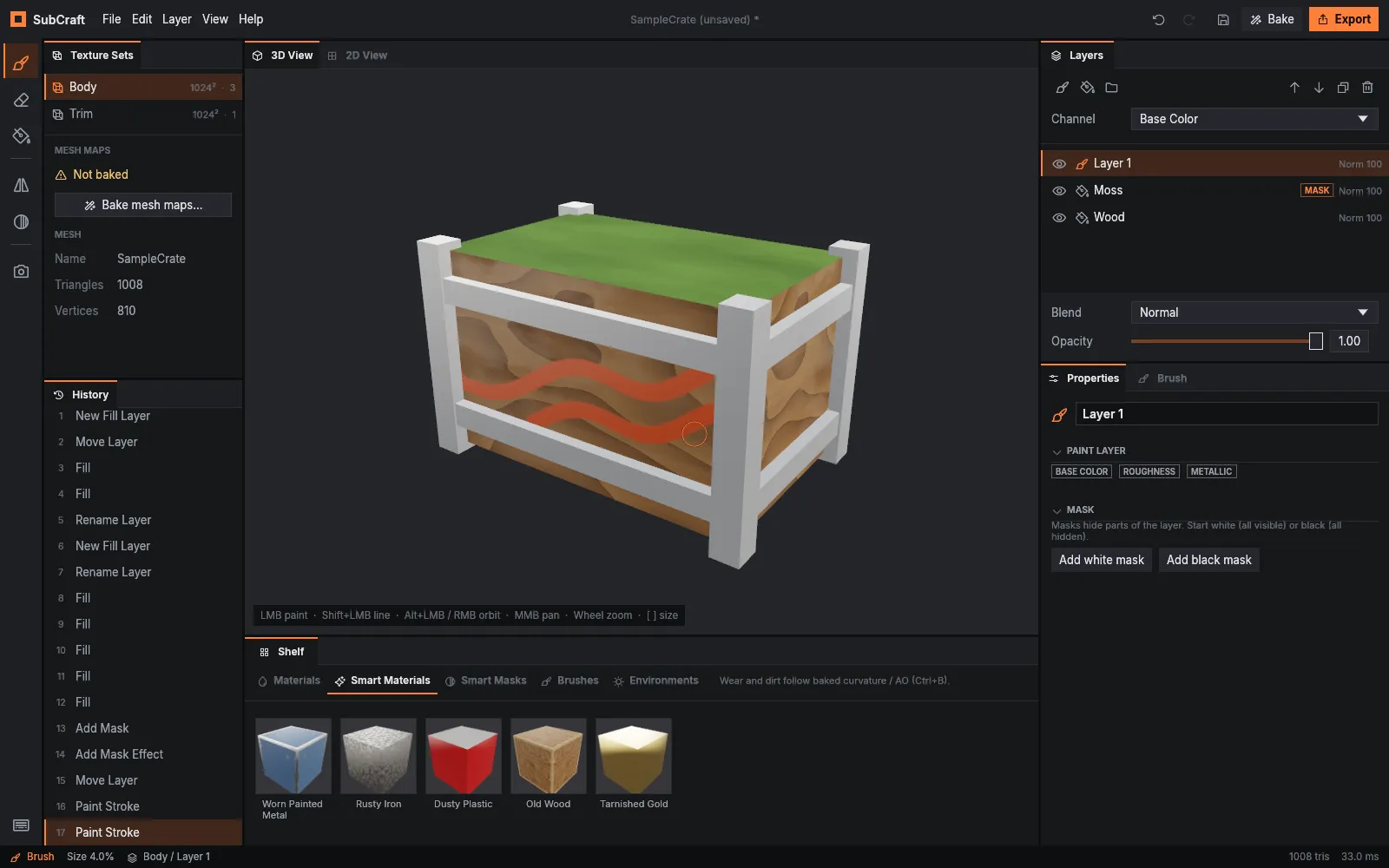 SubCraft Substance 3D Painter Klonu Arayüzü