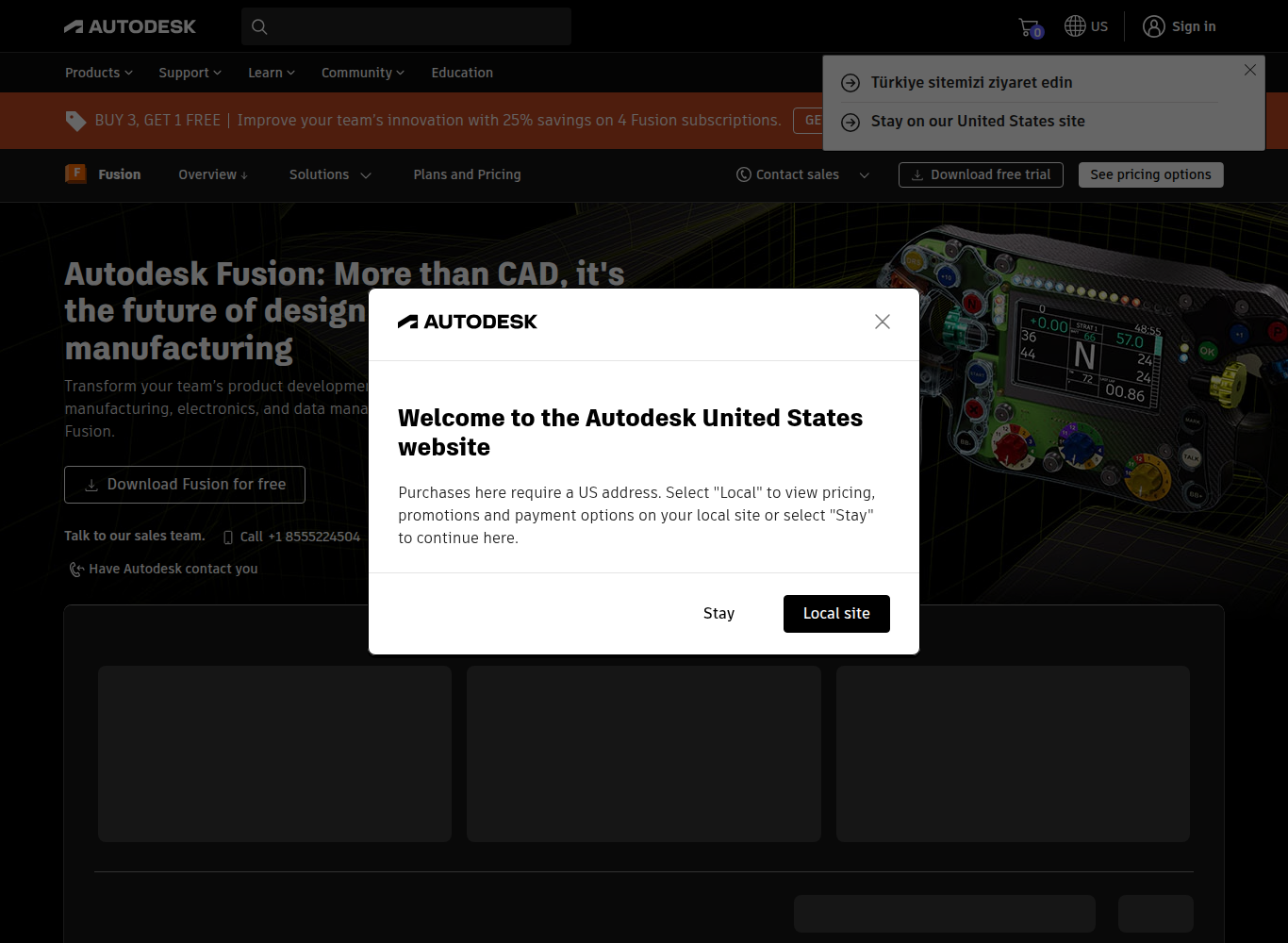 Autodesk Fusion 360 official website screenshot
