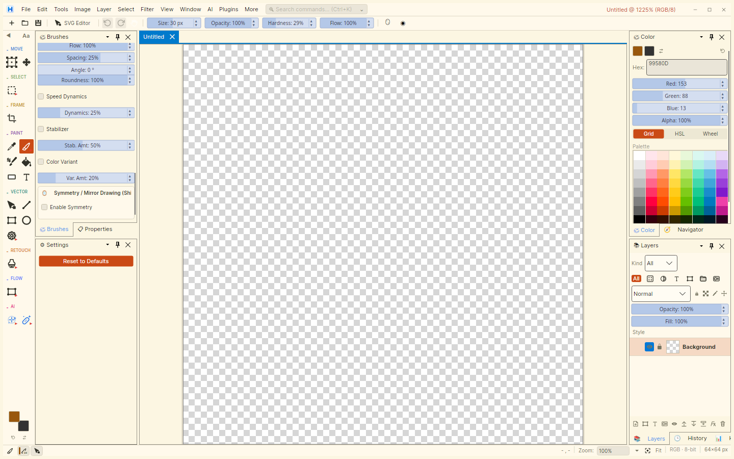 HCIE Brush Panel Settings