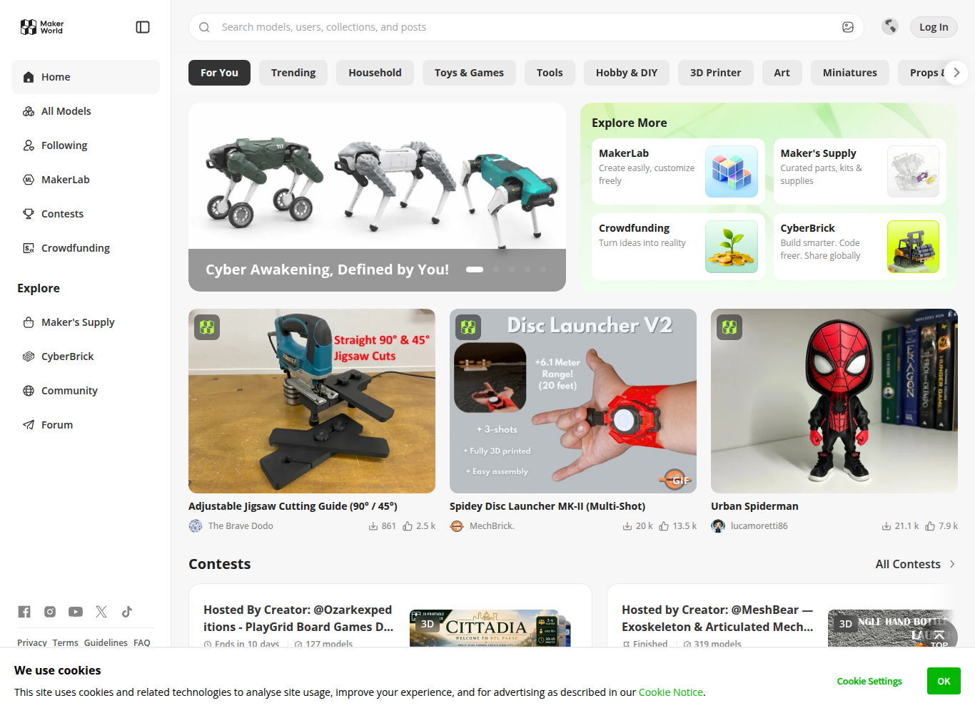 MakerWorld (by Bambu Lab) official website screenshot