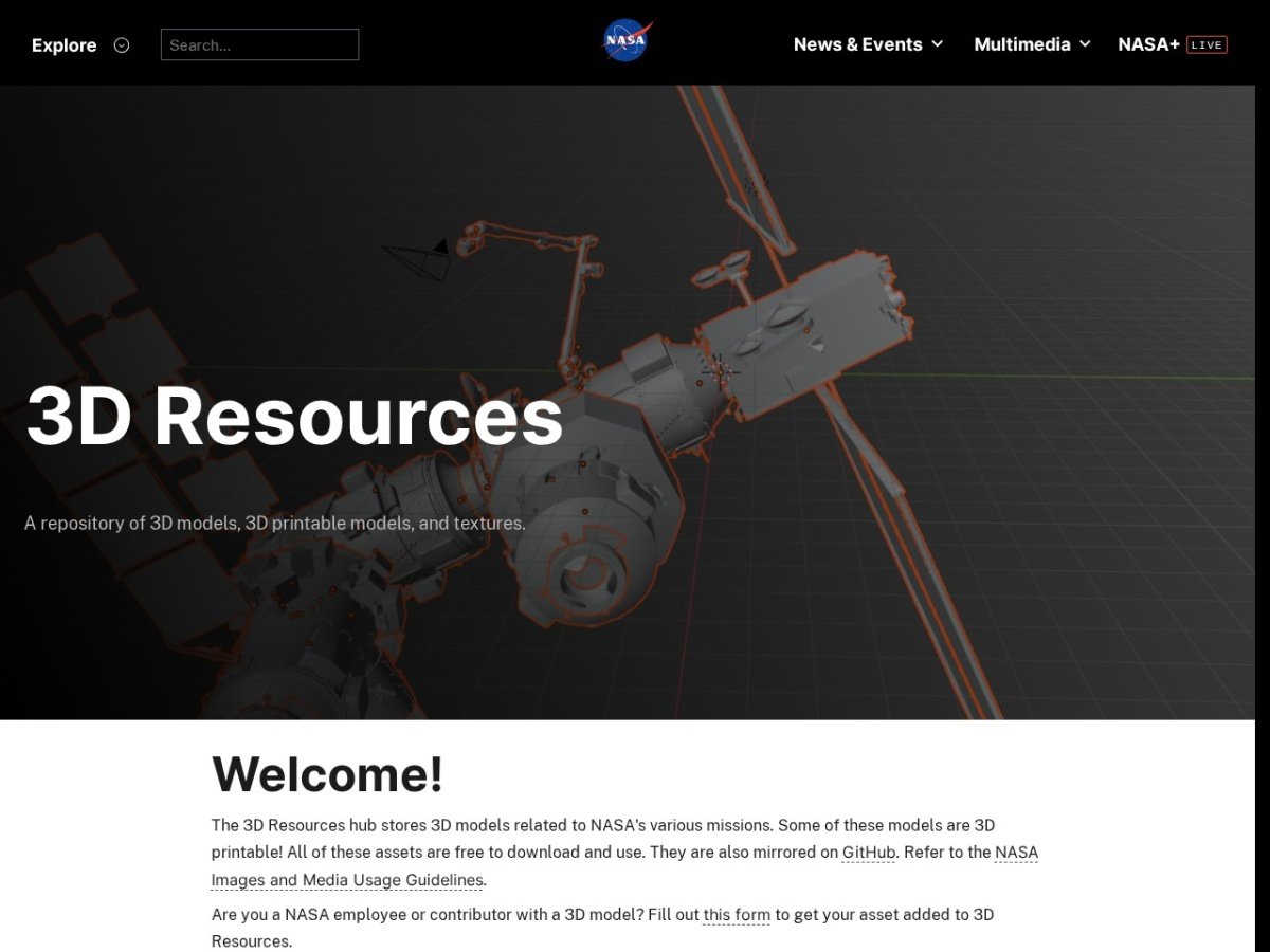 NASA 3D & Smithsonian 3D: Open-Access Scientific Models & Museum Scans