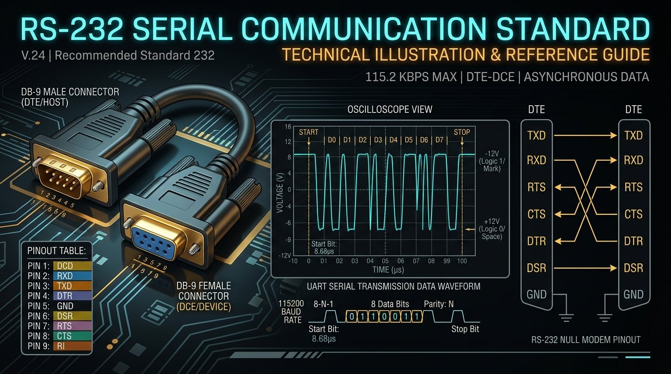 RS-232 Serial Communication Standard and Pinout Reference