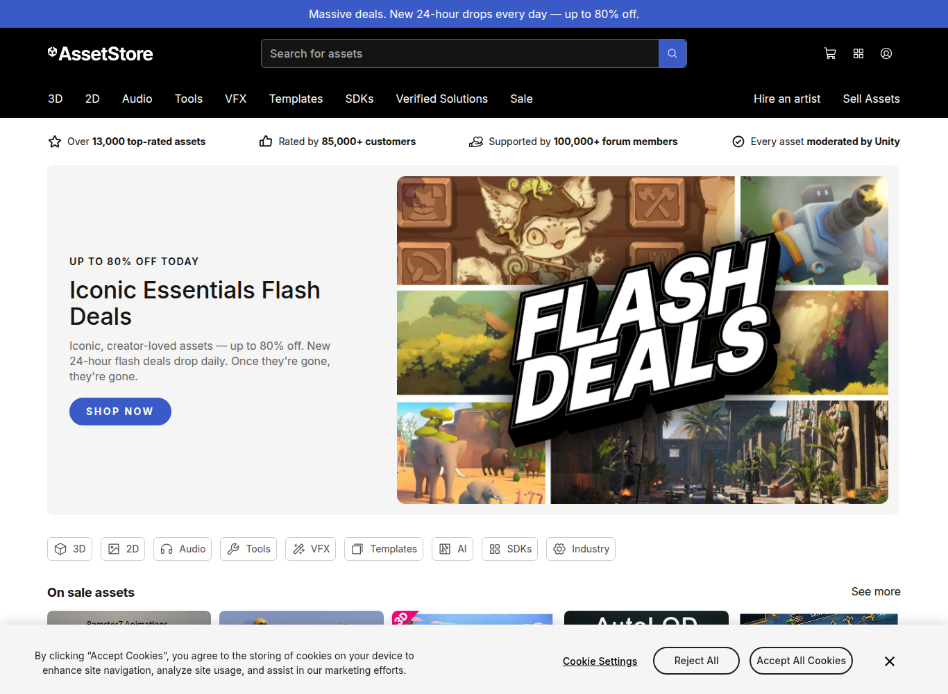 Unity Asset Store official website screenshot